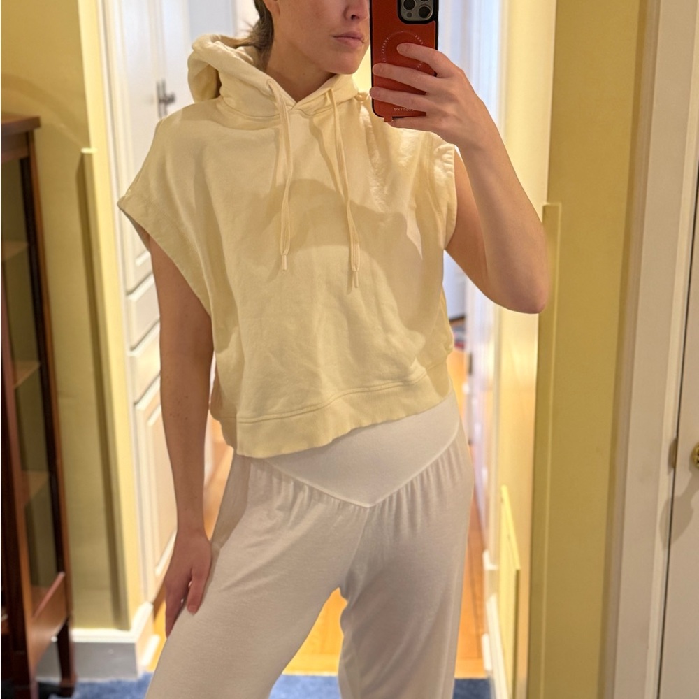 Cream Sleeveless Hoodie